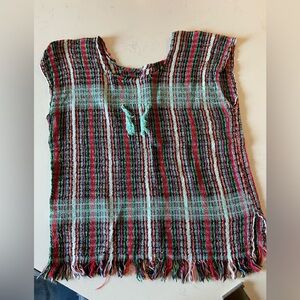 Traditional Mexican Blouse Striped Multicolor Women's Top